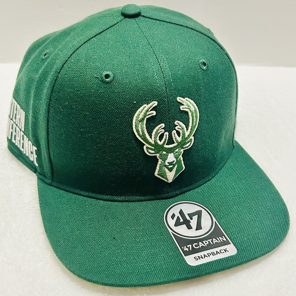 '47 Brand‎ Milwaukee Bucks Sure Shot Captain Snapback Hat Cap Adjustable Green